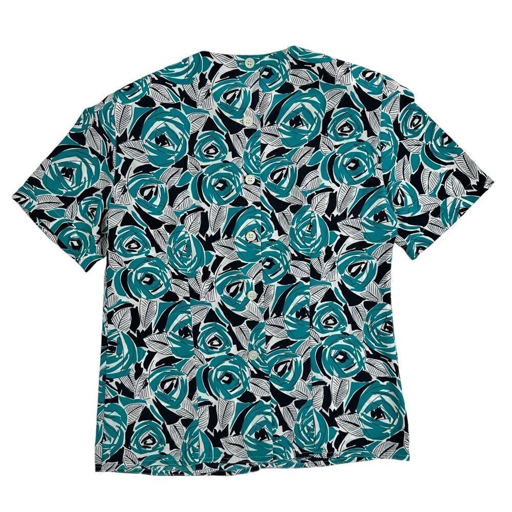 VTG Jones New York Top Womens 4 Floral Abstract Button Up Short Sleeve Shirt